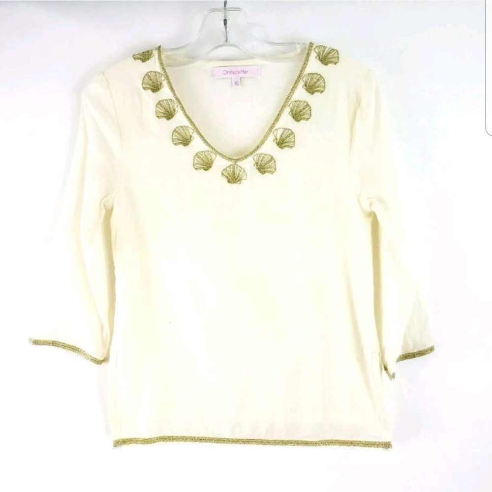 OndadeMar Girl's Cover-up Cream Gold Seashells XS‎